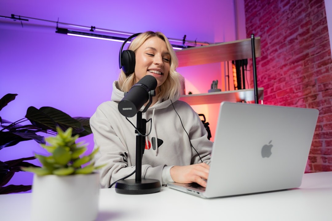 person recording podcast in studio